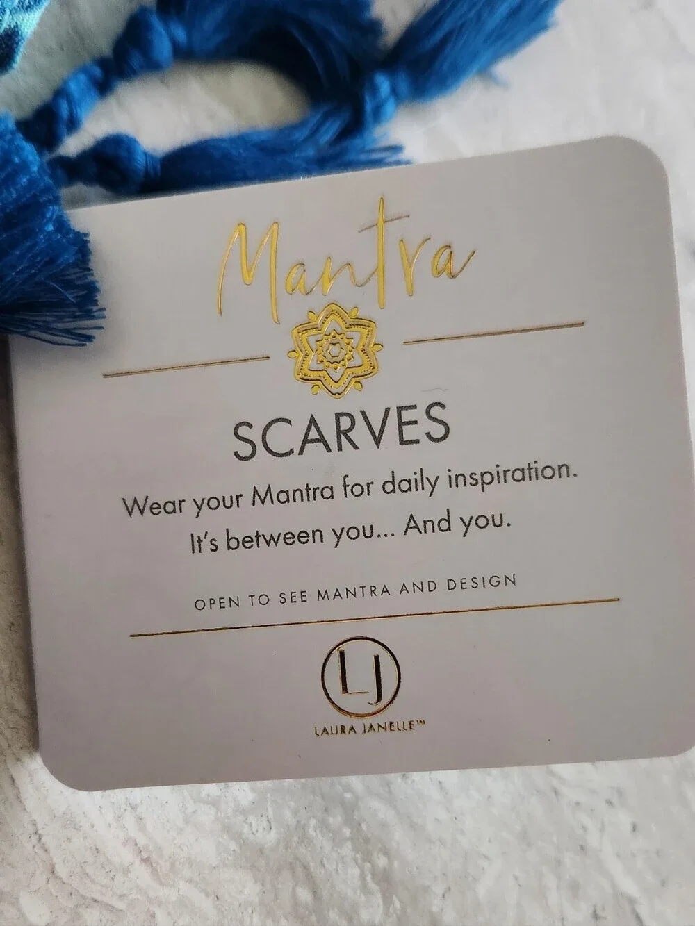 Lightweight Blue Mantra Floral Scarf - Women's Accessory
